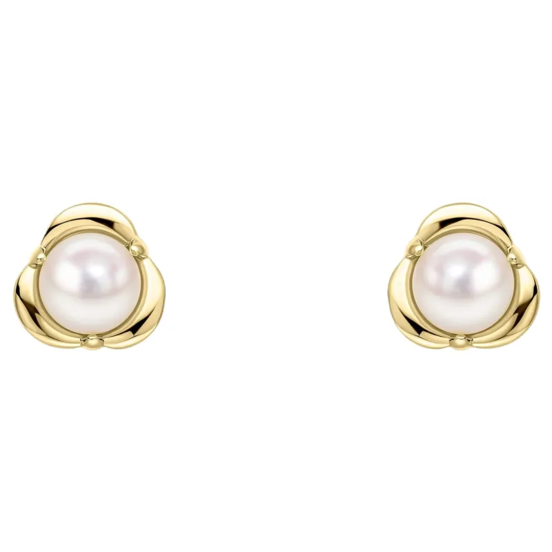 Elements Gold GE2499W Petal Set Pearl Stud Earrings in 9ct Gold sold by H.S. Johnson