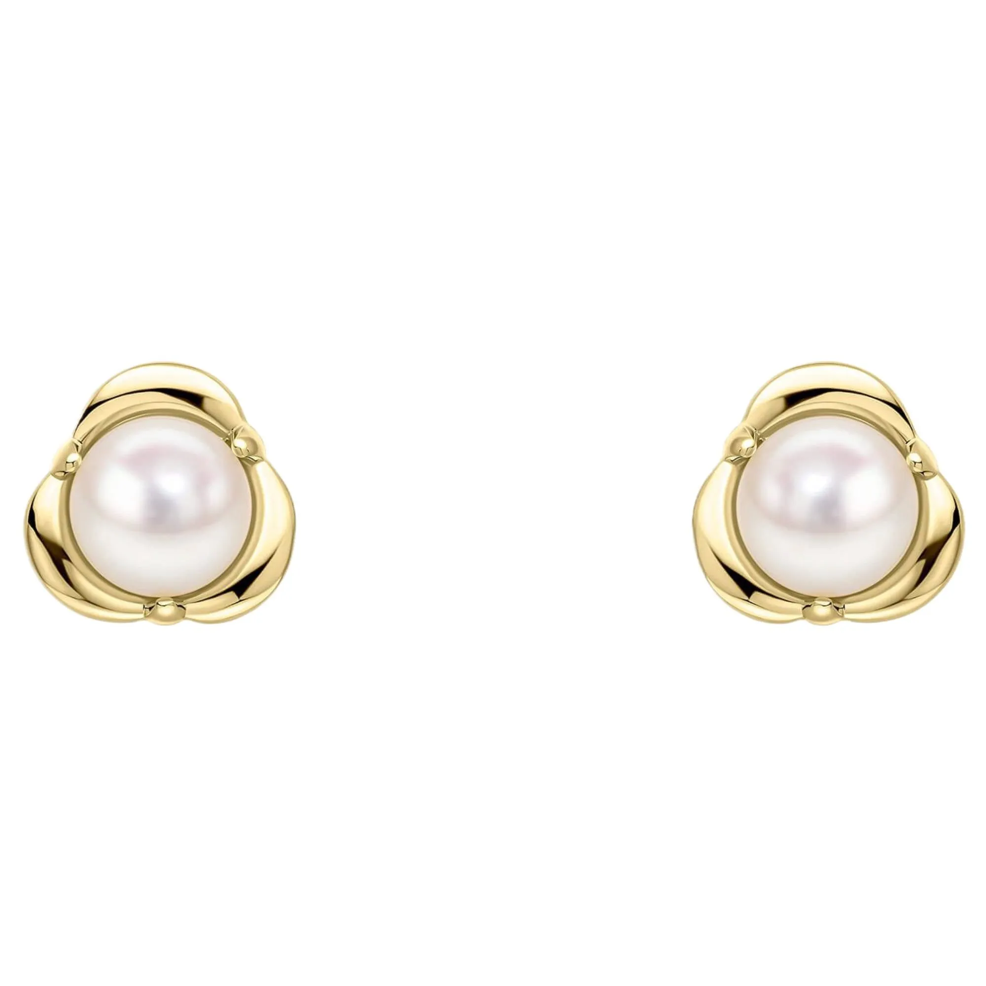 Elements Gold GE2499W Petal Set Pearl Stud Earrings in 9ct Gold sold by H.S. Johnson