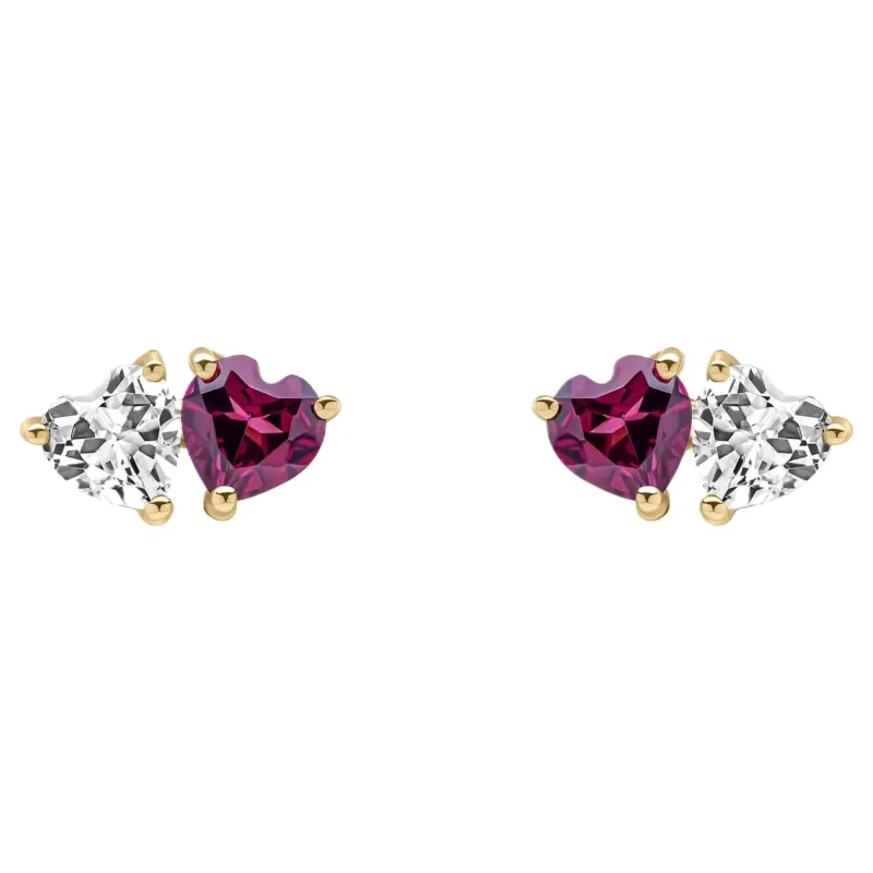 Elements Gold GE2494 Toi et Moi Heart Stud Earrings in 9ct Gold sold by H.S. Johnson