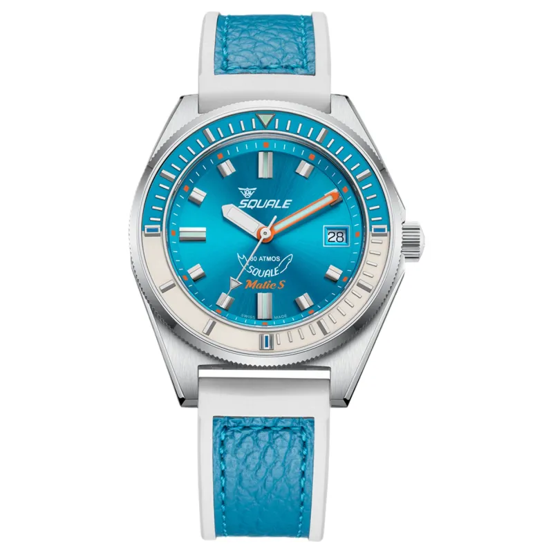 Squale MATICLBWLB.RLWLB Matic S Light Blue HydroLeather Watch sold by H.S. Johnson