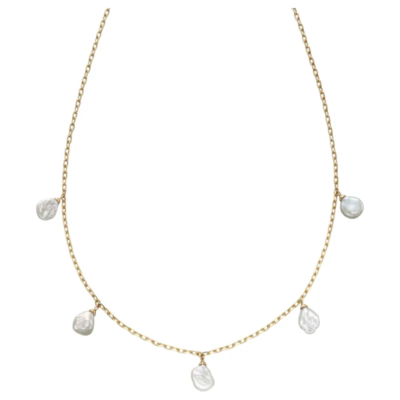 Elements Gold GN345 Keshi Pearl Charm Necklace in 9ct Gold sold by H.S. Johnson
