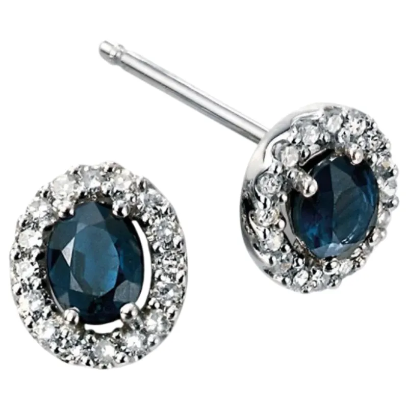 Elements Gold GE943L Precious Stone Earrings Diamond Cluster in 9ct White Gold sold by H.S. Johnson