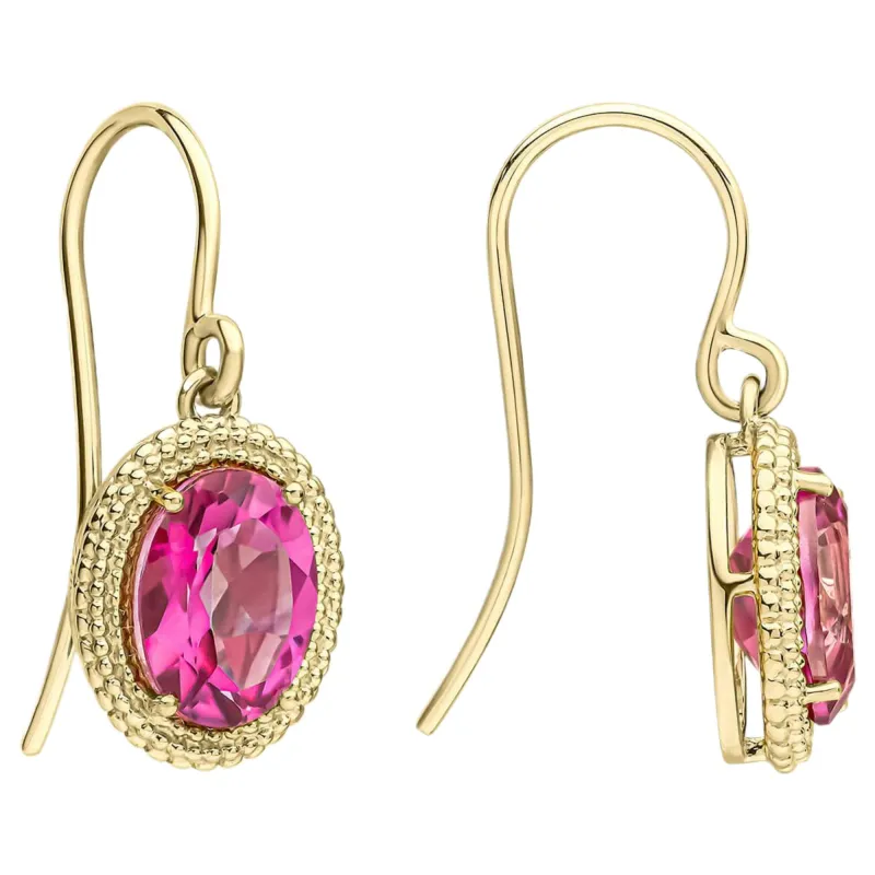Elements Gold GE2514Q Oval Cut Pink Topaz Drop Earrings in 9ct Gold sold by H.S. Johnson