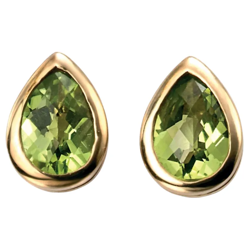 Elements Gold GE489G Peridot Teardrop Stud Earrings in 9ct Gold sold by H.S. Johnson