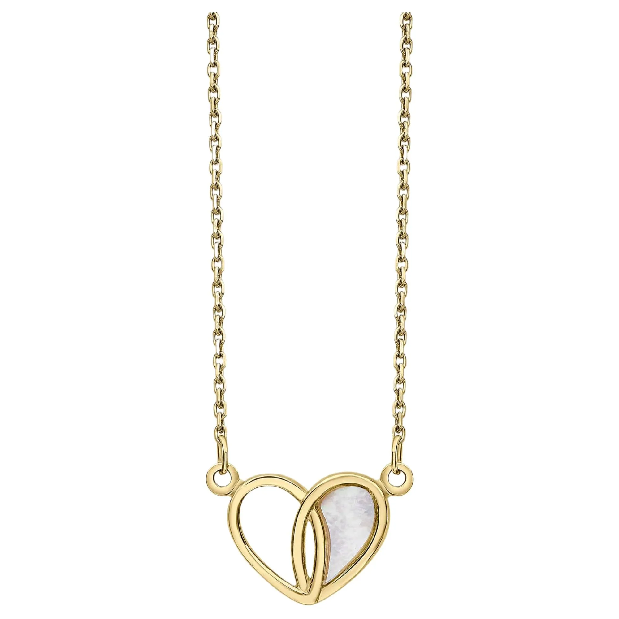 Elements Gold GN391W Heart Necklace With Mother of Pearl in 9ct Gold sold by H.S. Johnson