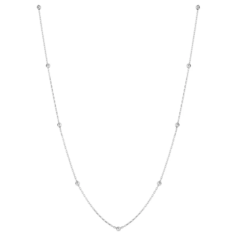 Elements Gold GN380 Fine Ball Station Chain Necklace in 9ct White Gold sold by H.S. Johnson