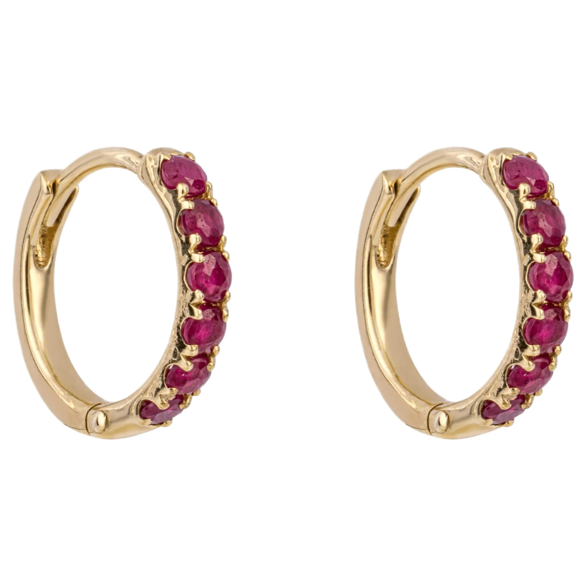 Elements Gold GE1019R Precious Stone Hoop Earrings in 9ct Gold sold by H.S. Johnson