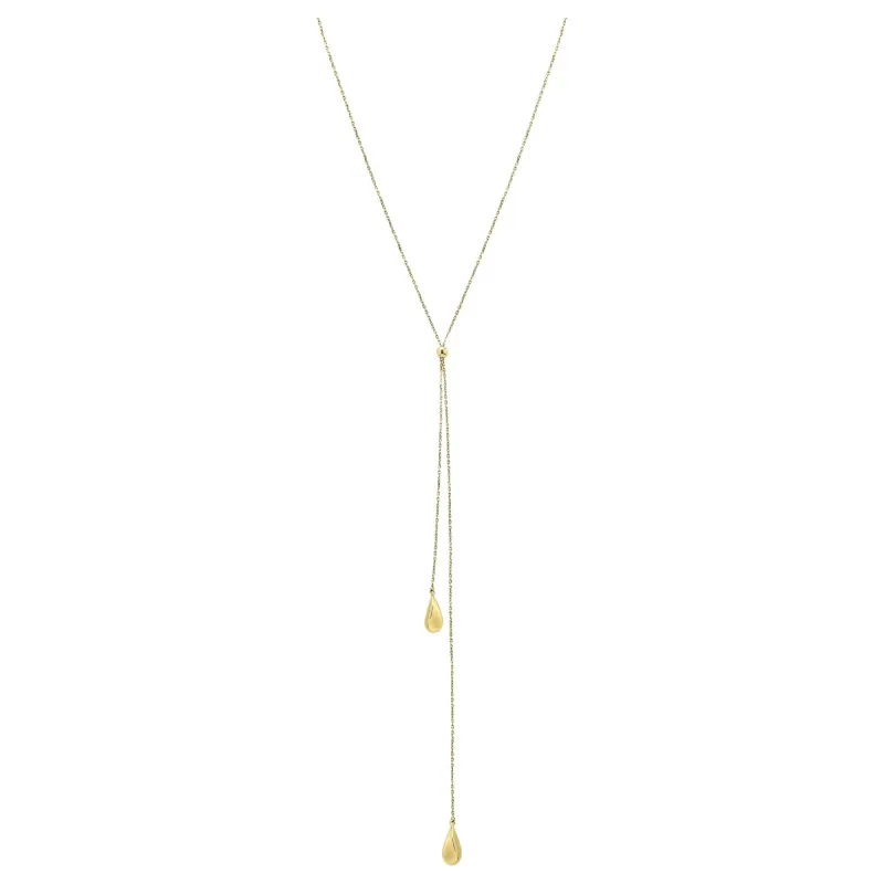 Elements Gold GN421 Organic Teardrop Lariat Necklace in 9ct Gold sold by H.S. Johnson