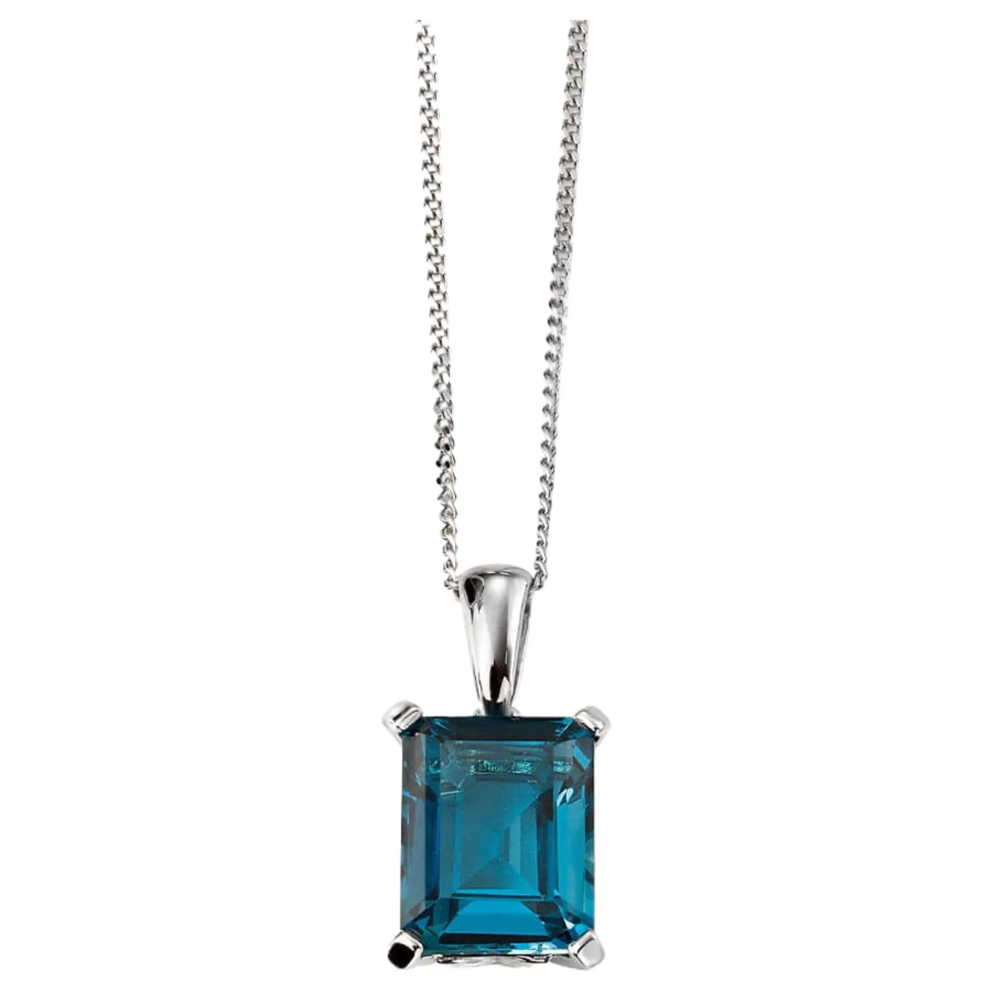 Elements Gold GP2024T Rectangle London Blue Topaz Pendant in 9ct White Gold sold by H.S. Johnson