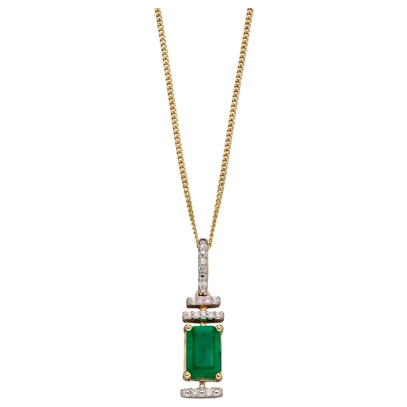 Elements Gold GP2185G Emerald Deco Pendant With Diamond in 9ct Gold sold by H.S. Johnson