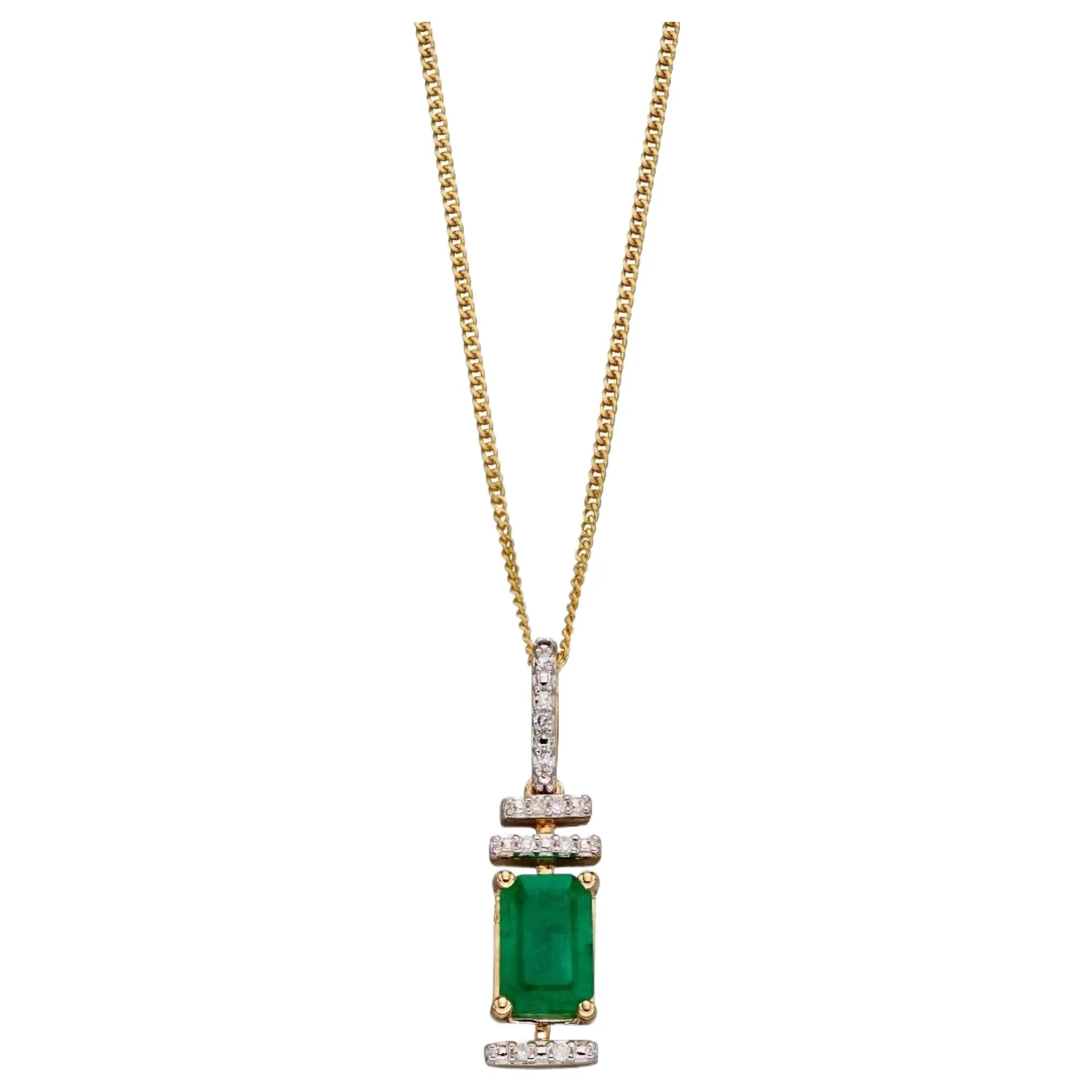 Elements Gold GP2185G Emerald Deco Pendant With Diamond in 9ct Gold sold by H.S. Johnson