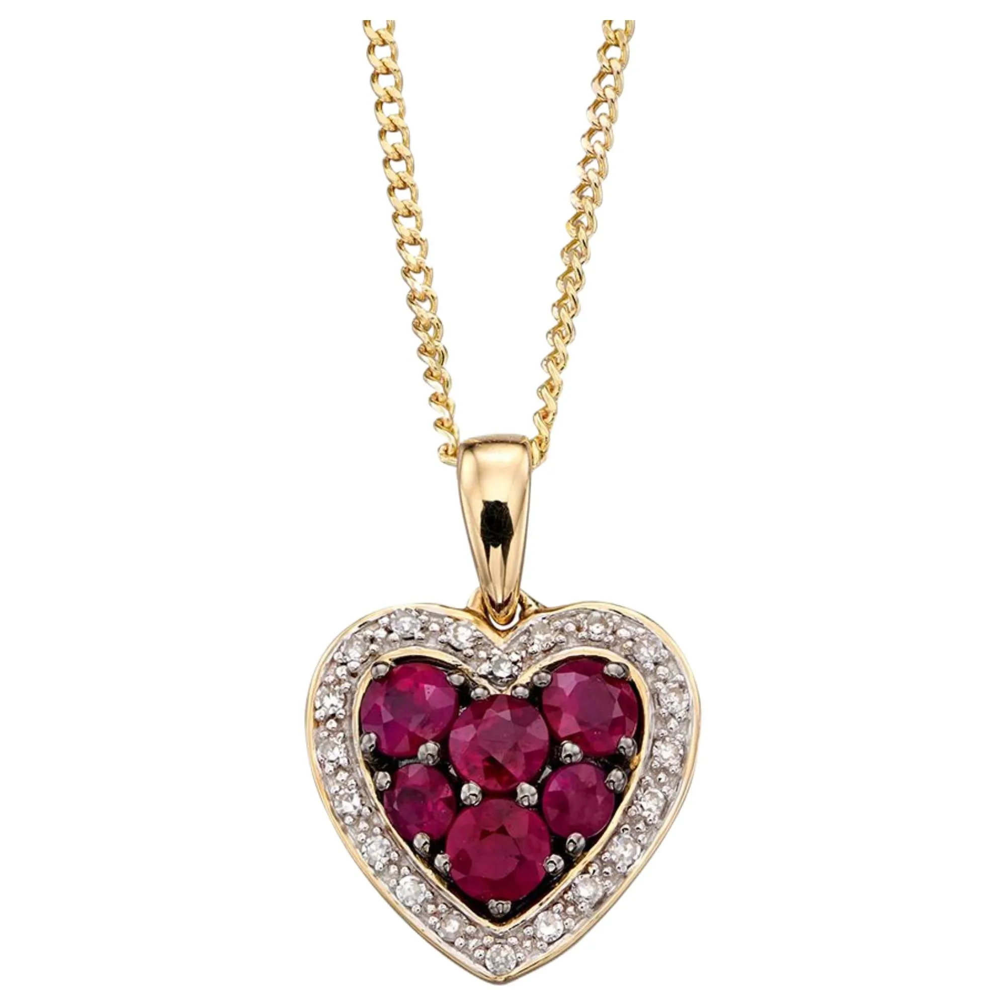 Elements Gold GP2165R Heart Pendant Precious Stones and Diamonds in 9ct Gold sold by H.S. Johnson