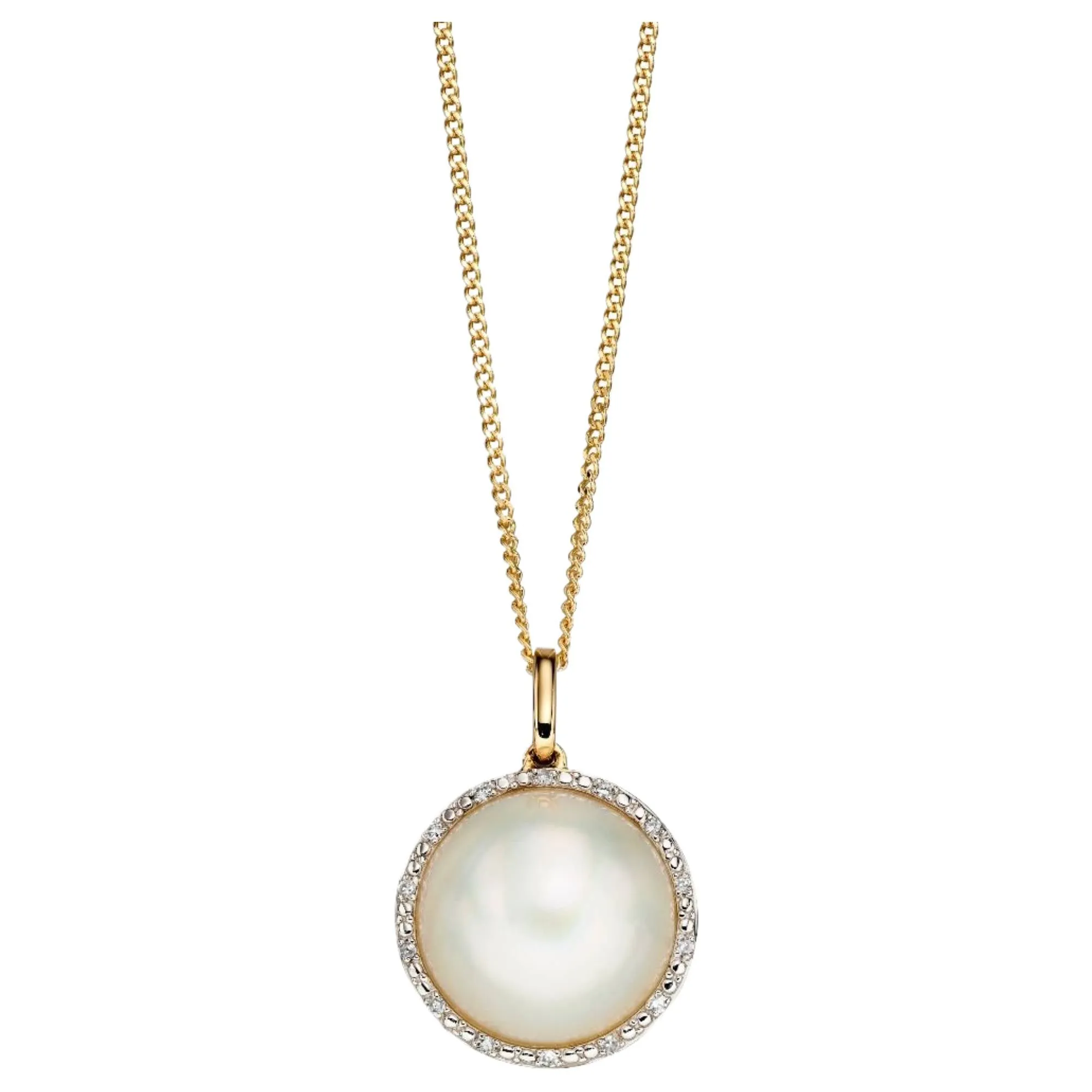 Elements Gold GP2160W Mabe Pearl and Diamond Pendant in 9ct Gold sold by H.S. Johnson