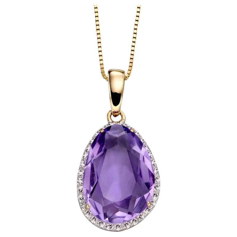 Elements Gold GP2156M Irregular Shaped Semi-Precious Stone Pendant in 9ct Gold sold by H.S. Johnson