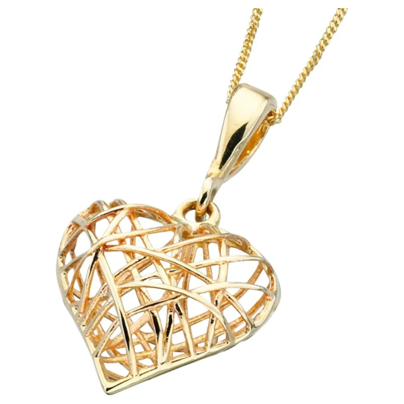 Elements Gold GP824 Caged Heart Pendant in 9ct Gold sold by H.S. Johnson