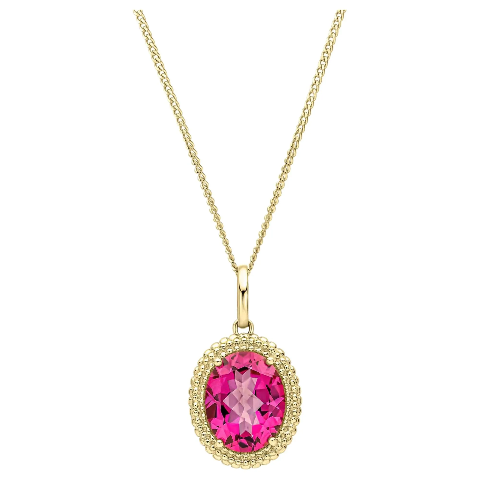 Elements Gold GP2384Q Oval Cut Pink Topaz Pendant in 9ct Gold sold by H.S. Johnson