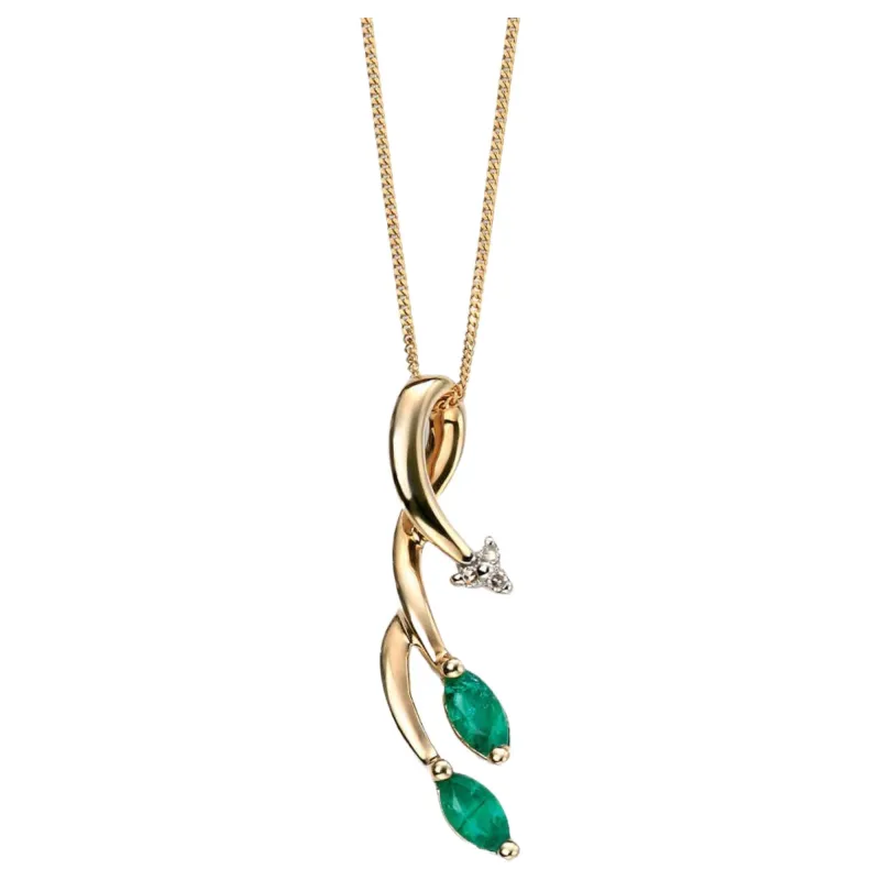 Elements Gold GP846G Vine Style Pendant with Emerald in 9ct Gold sold by H.S. Johnson