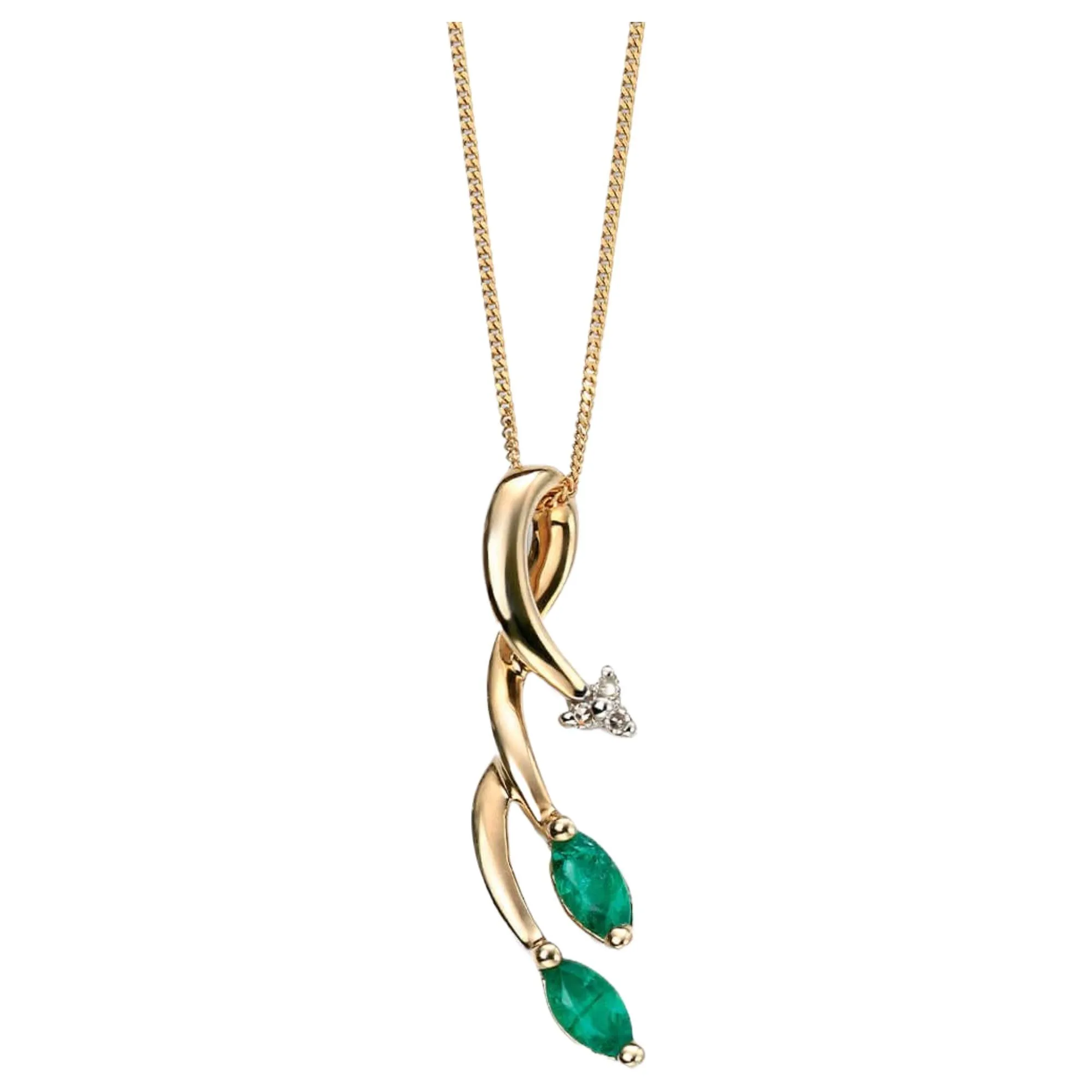 Elements Gold GP846G Vine Style Pendant with Emerald in 9ct Gold sold by H.S. Johnson