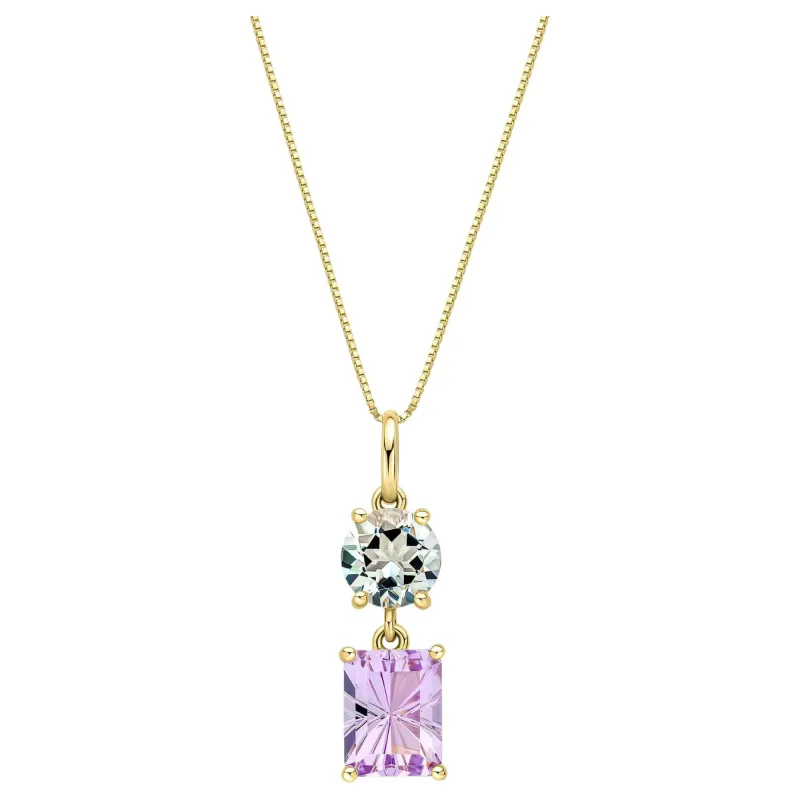 Elements Gold GP2387G Toi et Moi Quartz and Amethyst Pendant in 9ct Gold sold by H.S. Johnson