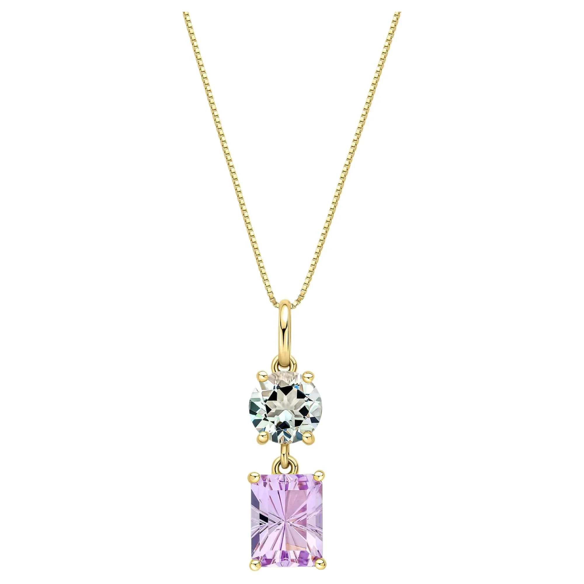 Elements Gold GP2387G Toi et Moi Quartz and Amethyst Pendant in 9ct Gold sold by H.S. Johnson