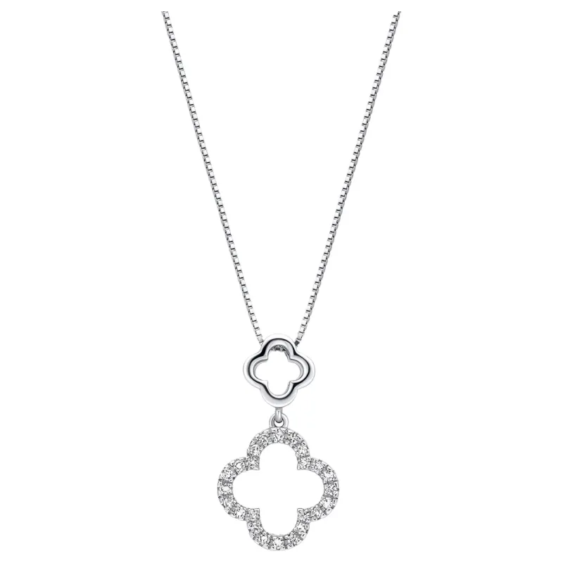 Elements Gold GP2377C Diamond Quatrefoil Pendant in 9ct White Gold sold by H.S. Johnson