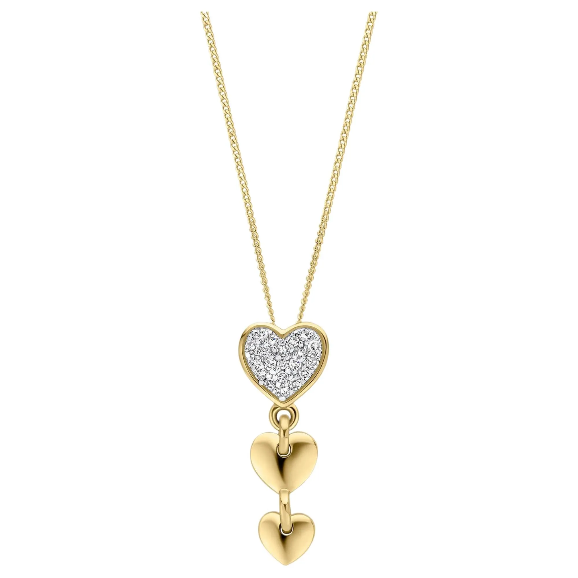 Elements Gold GP2375C Triple Heart Drop Pendant in 9ct Gold sold by H.S. Johnson