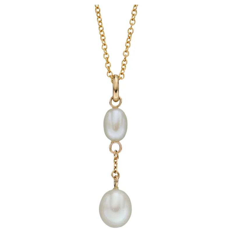 Elements Gold GP2282W Freshwater Pearl Tier Drop Pendant in 9ct Gold sold by H.S. Johnson