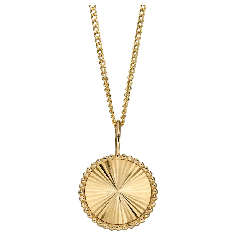 Elements Gold GP2265 Granulation and Brushed Surface Disc Pendant in 9ct Gold sold by H.S. Johnson