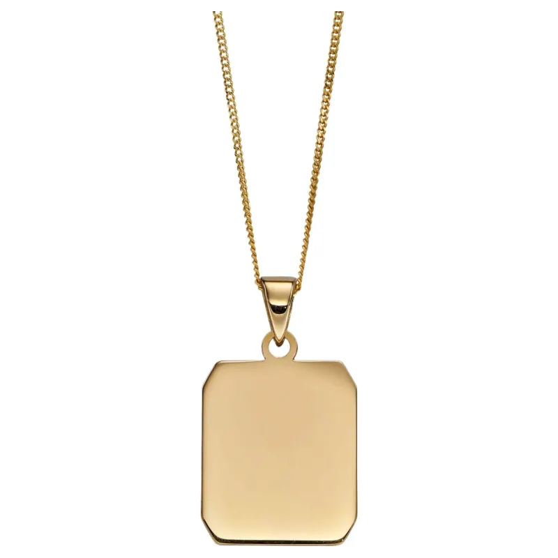 Elements Gold GP2259 Rectangular Dog Tag Pendant in 9ct Gold sold by H.S. Johnson