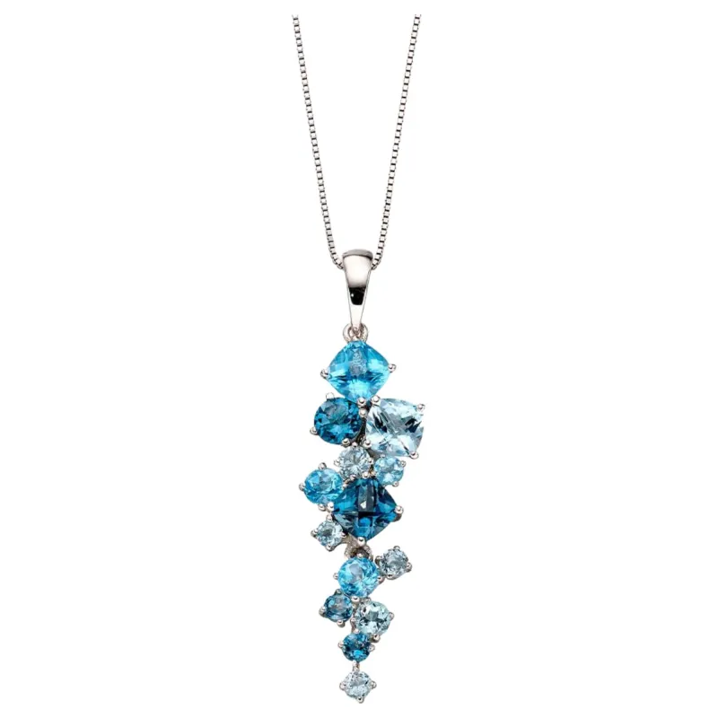 Elements Gold GP2117T Scatter Pendant with Blue Topaz in 9ct White Gold sold by H.S. Johnson