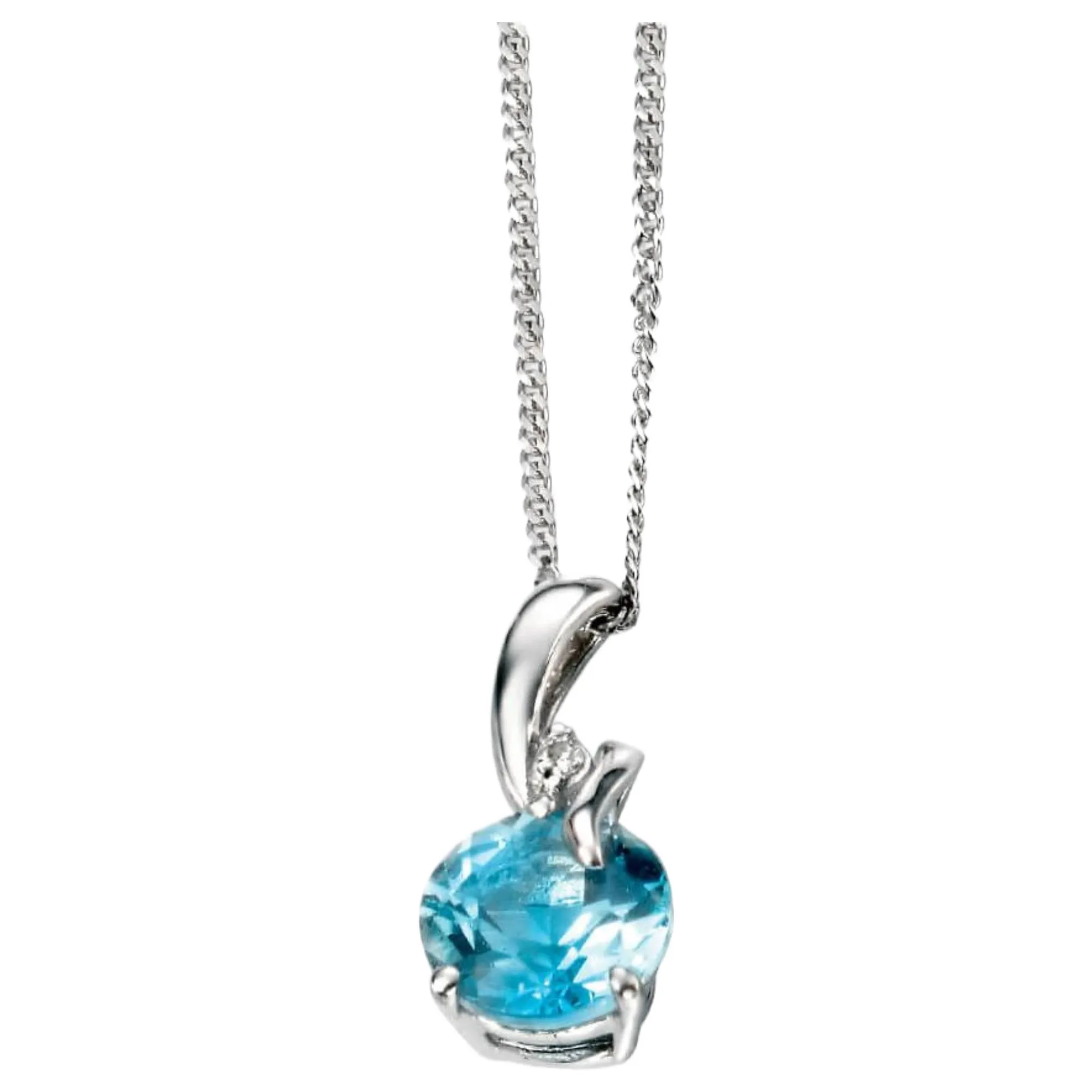 Elements Gold GP969T Blue Topaz Drop Pendant With Diamond Set Bale in 9ct White Gold sold by H.S. Johnson