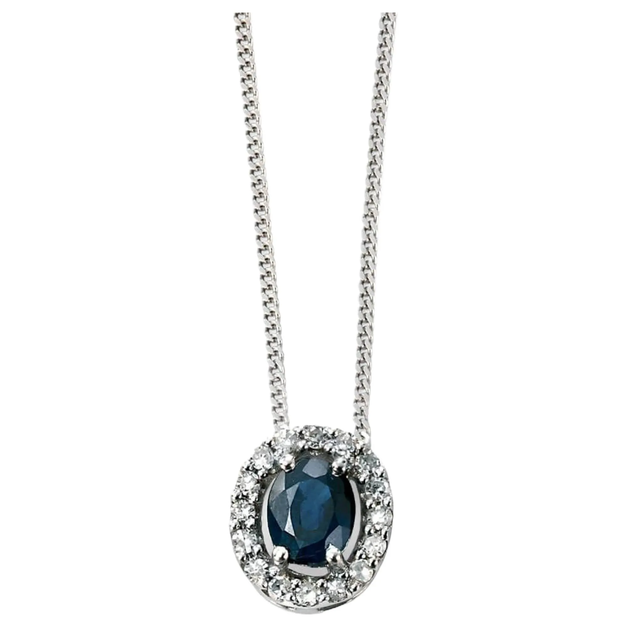 Elements Gold GP928L Precious Stone Pendant Diamond Cluster Surround in 9ct White Gold sold by H.S. Johnson