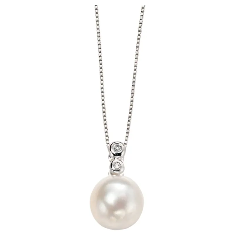 Elements Gold GP884W Freshwater Pearl Pendant with Diamond Bale in 9ct White Gold sold by H.S. Johnson