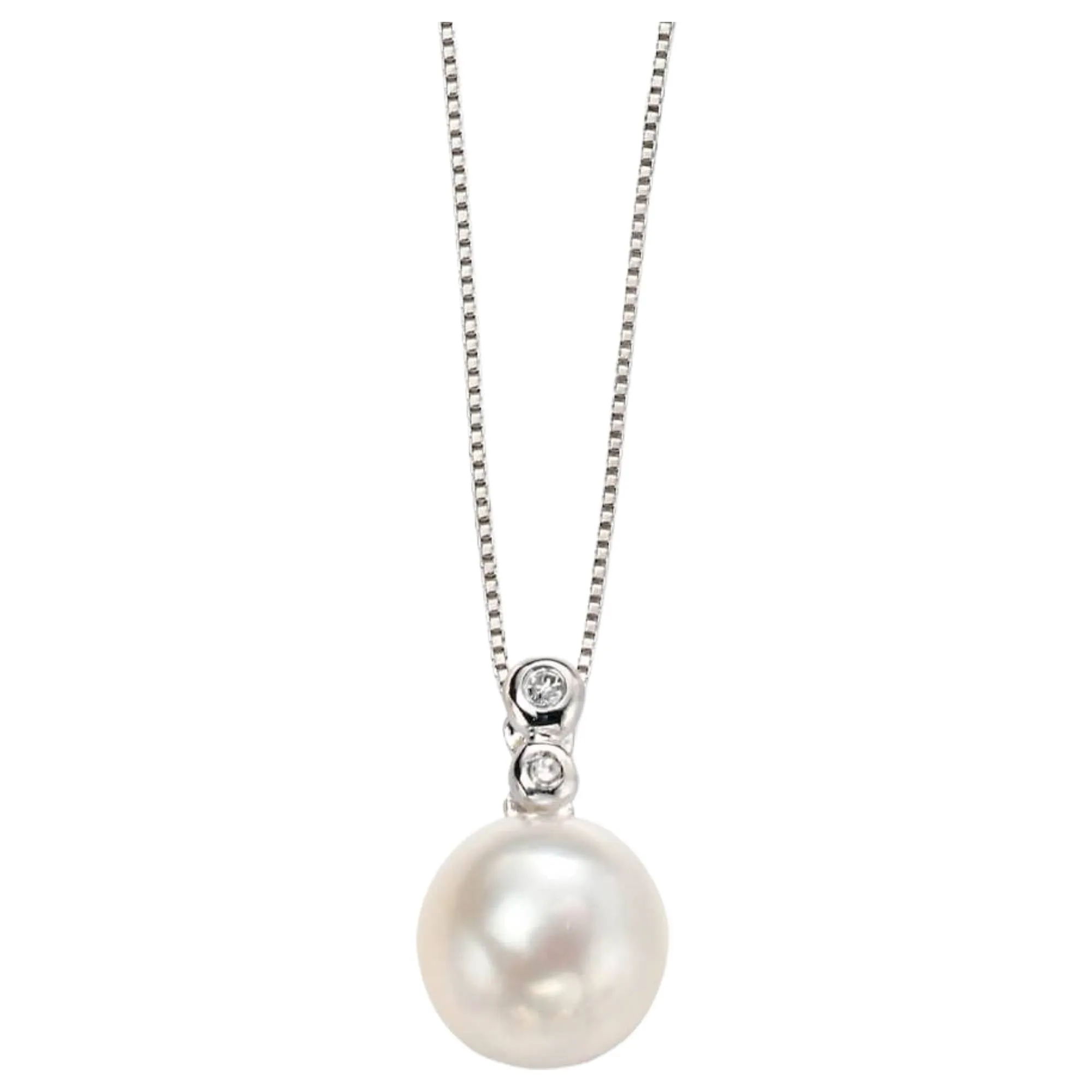 Elements Gold GP884W Freshwater Pearl Pendant with Diamond Bale in 9ct White Gold sold by H.S. Johnson
