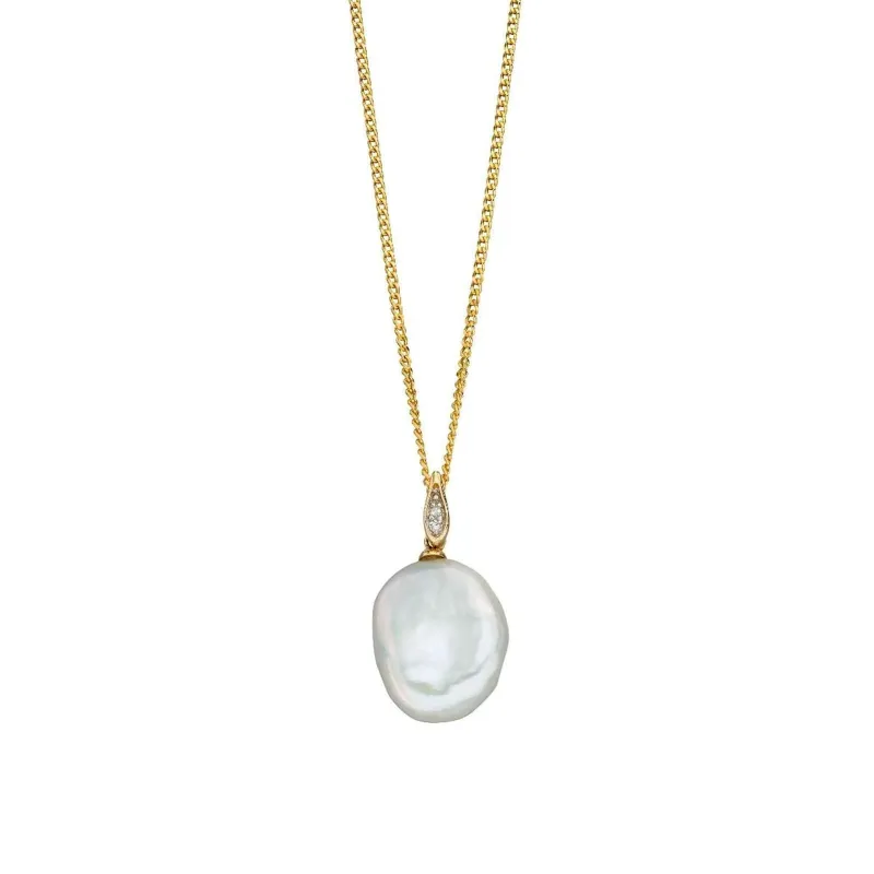 Elements Gold GP2171W Keshi Pearl Diamond Bale Pendant sold by H.S. Johnson