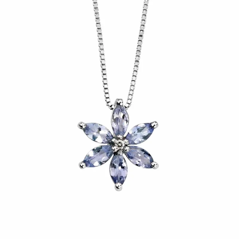 Elements Gold GP781M Tanzanite Flower Diamond Pendant sold by H.S. Johnson