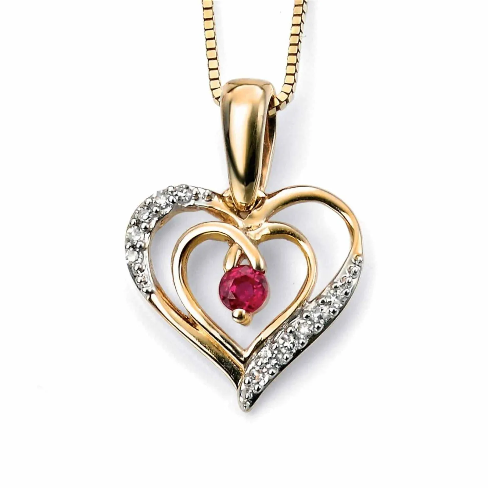 Elements Gold GP924R Open Heart Ruby Diamond Pendant sold by H.S. Johnson
