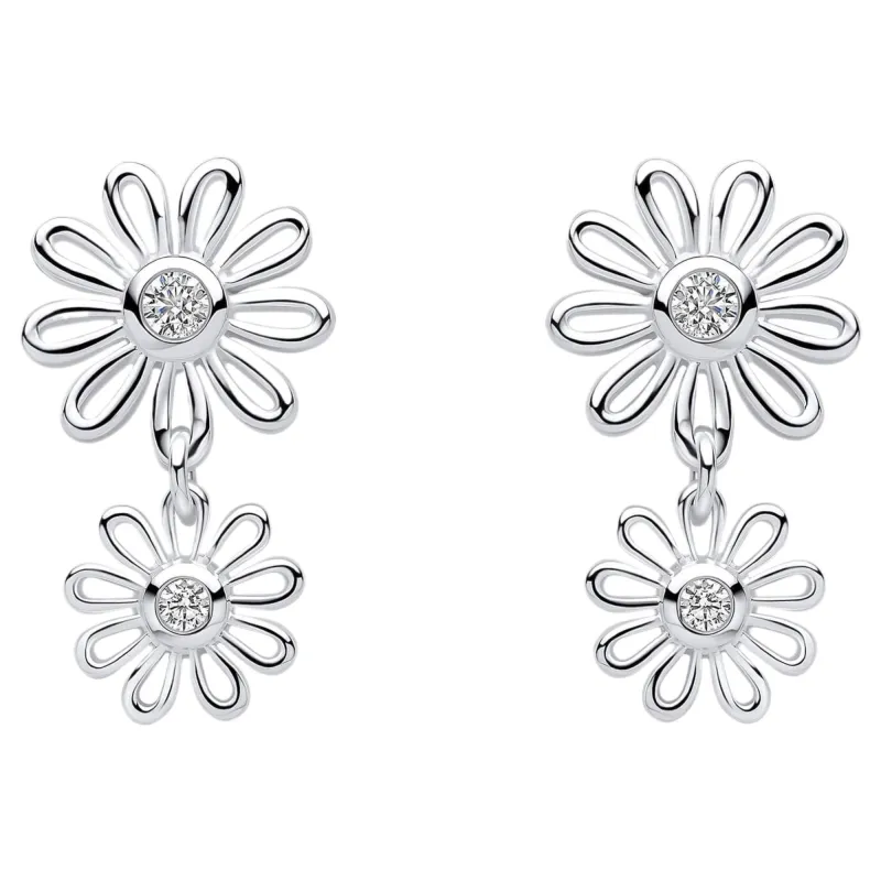 Laura Ashley E6605C Thorncliff Daisy Drop Earrings Sterling Silver sold by H.S. Johnson