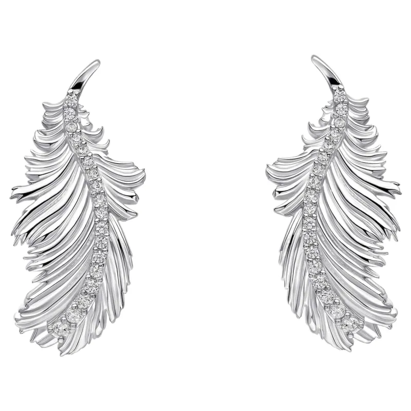 Laura Ashley E6690C Plume Feather Stud Earrings Sterling Silver sold by H.S. Johnson