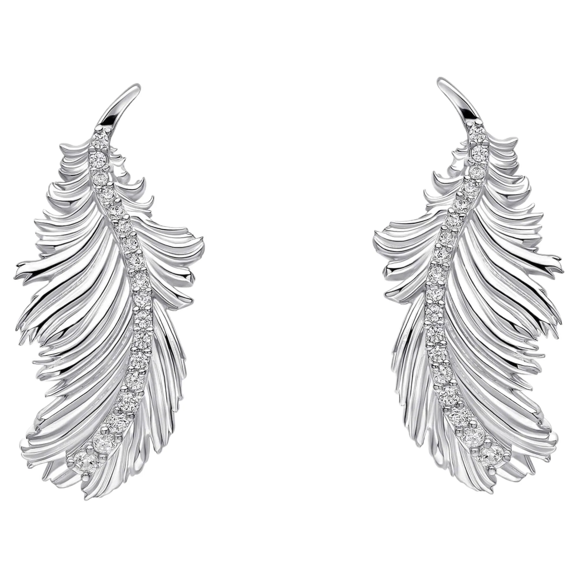 Laura Ashley E6690C Plume Feather Stud Earrings Sterling Silver sold by H.S. Johnson