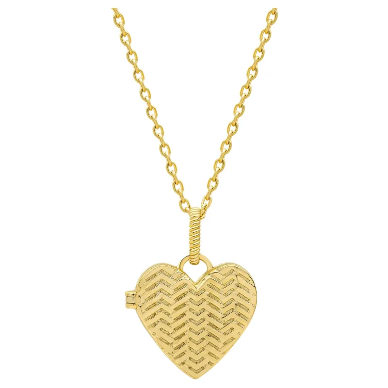 Laura Ashley N4672 Picnic Basket Weave Heart Locket Necklace Sterling Silver sold by H.S. Johnson