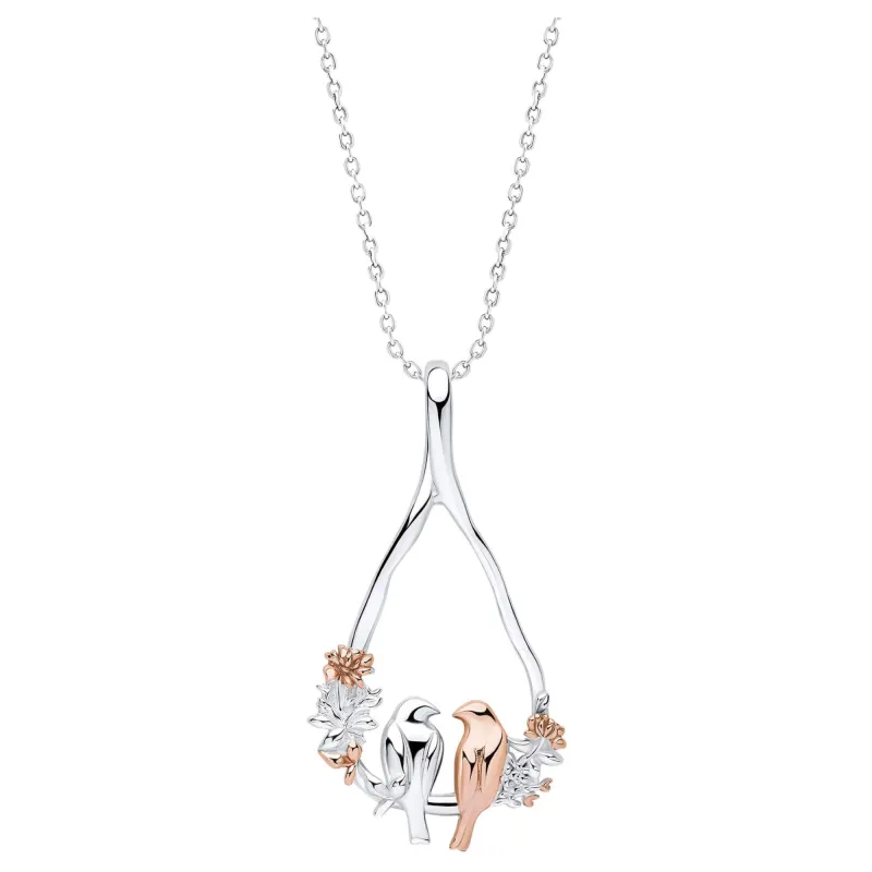 Laura Ashley N4656 Talon Stripe Love Birds Necklace Sterling Silver sold by H.S. Johnson