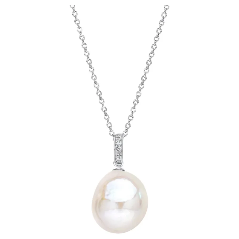 Elements Gold GP2380W Oversized Baroque Pearl Topaz Pendant in 9ct White Gold sold by H.S. Johnson