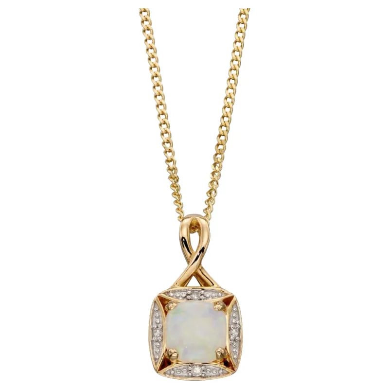 Elements Gold GP2233W Semi-Precious Twist Pendant Diamond Surround in 9ct Gold sold by H.S. Johnson