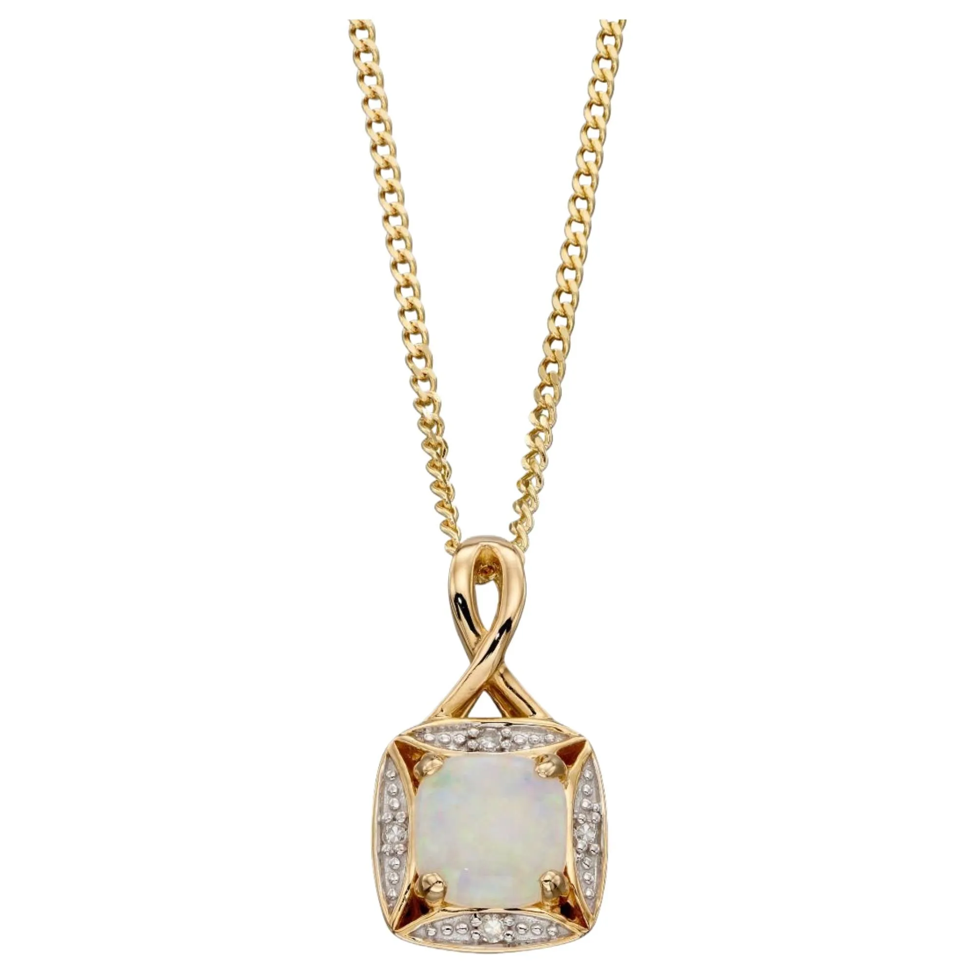 Elements Gold GP2233W Semi-Precious Twist Pendant Diamond Surround in 9ct Gold sold by H.S. Johnson