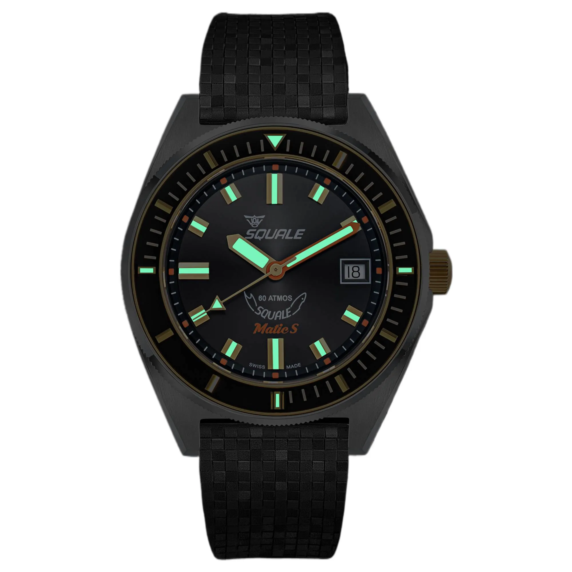 Squale MATICGBKBK.MRBK Matic S Two-Tone Black Rubber Watch sold by H.S. Johnson product image thumbnail 2
