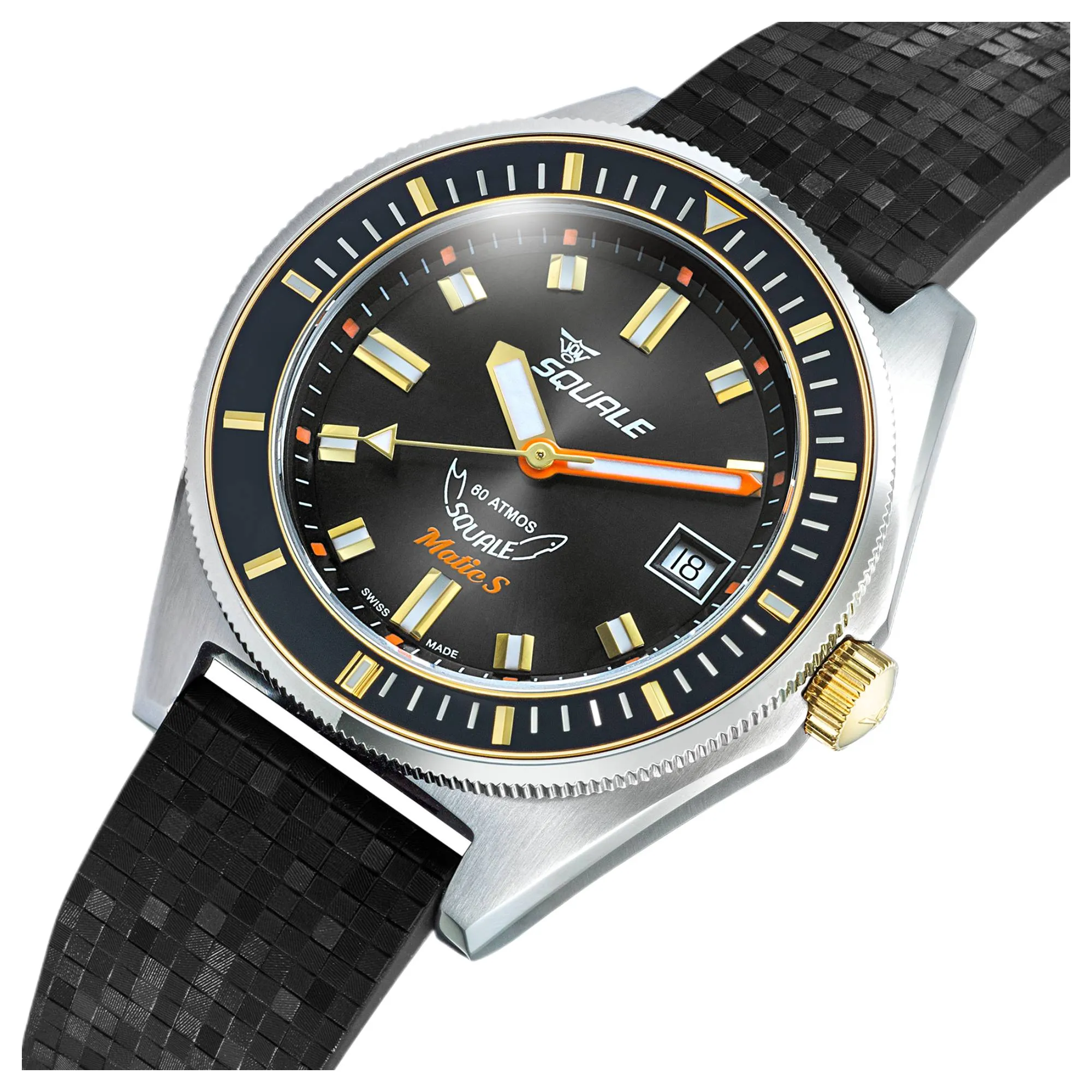 Squale MATICGBKBK.MRBK Matic S Two-Tone Black Rubber Watch sold by H.S. Johnson product image thumbnail 3