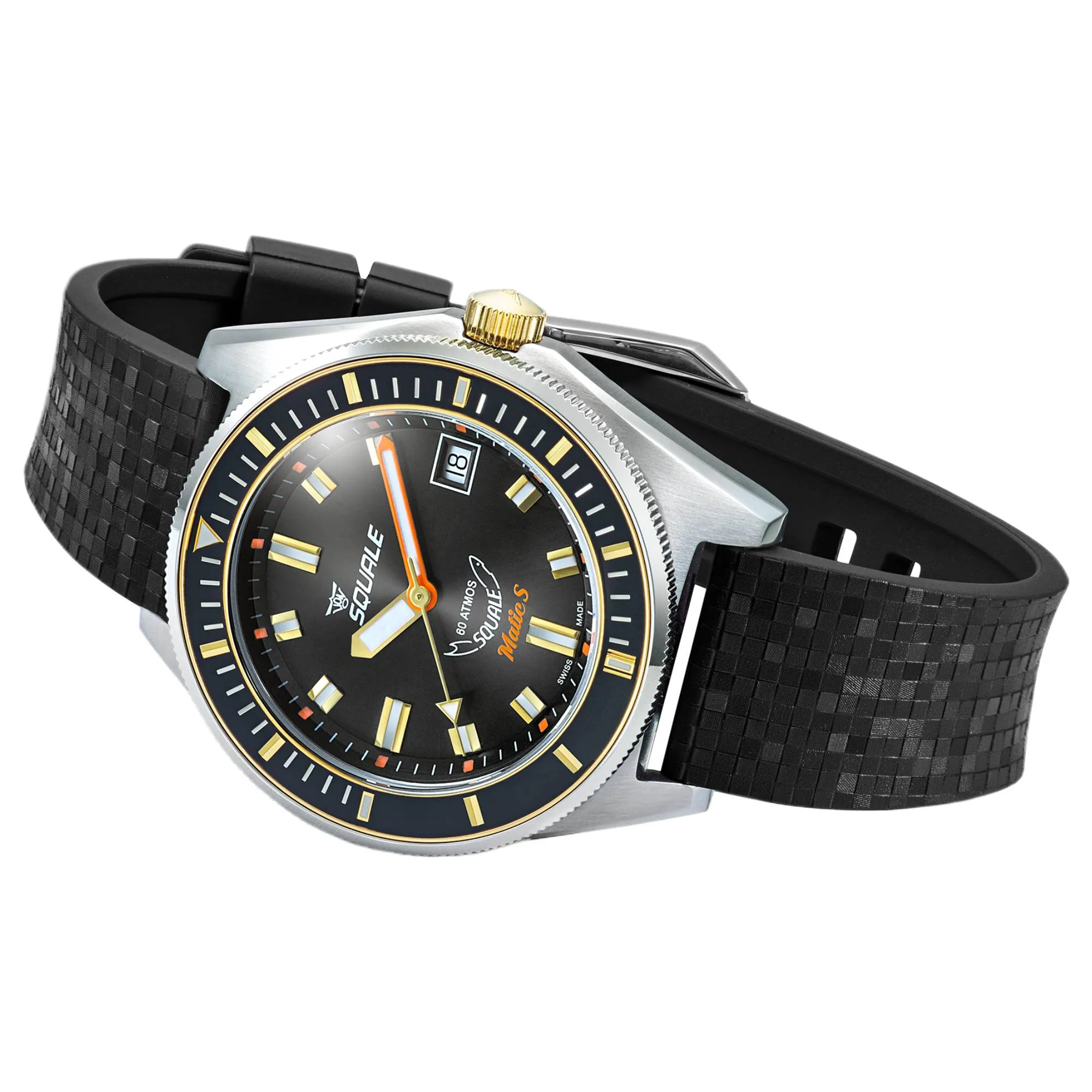 Squale MATICGBKBK.MRBK Matic S Two-Tone Black Rubber Watch sold by H.S. Johnson product image thumbnail 4