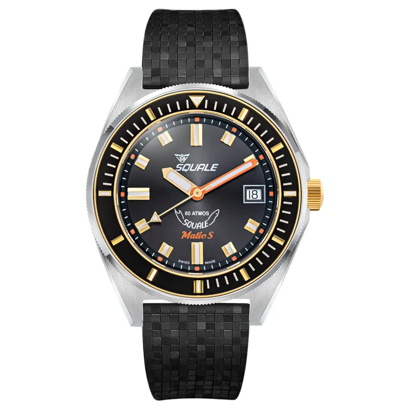 Squale MATICGBKBK.MRBK Matic S Two-Tone Black Rubber Watch sold by H.S. Johnson