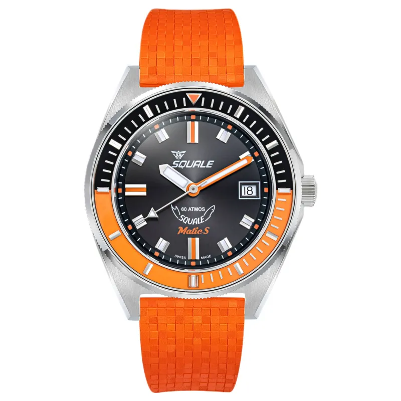 Squale MATICBKOBK.MROR Matic S Orange Mosaic Rubber Watch sold by H.S. Johnson